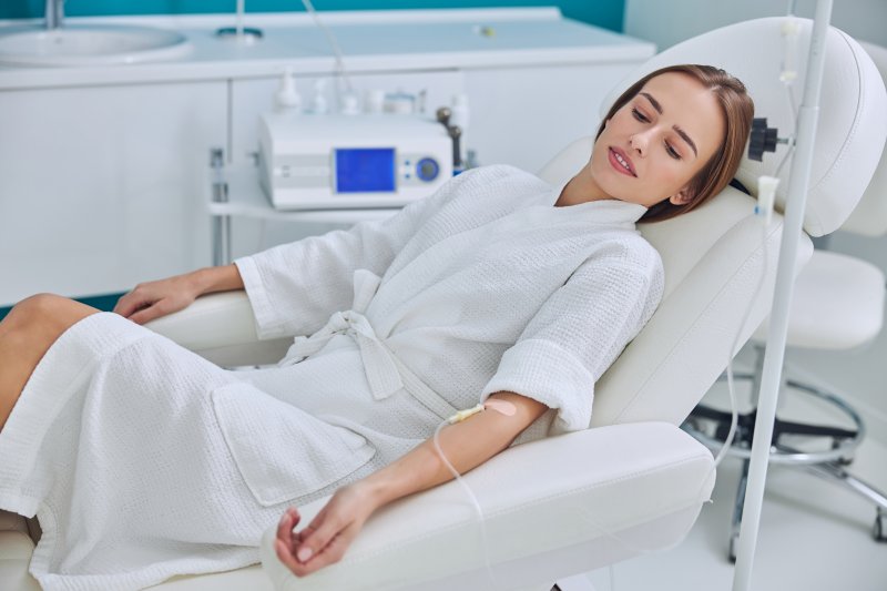 Patient under the effects of IV sedation